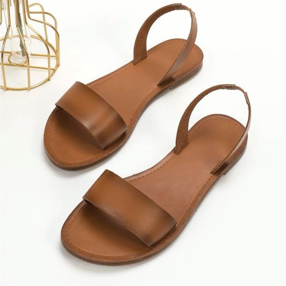 SHEIN Brown Strap Slingback Sandals